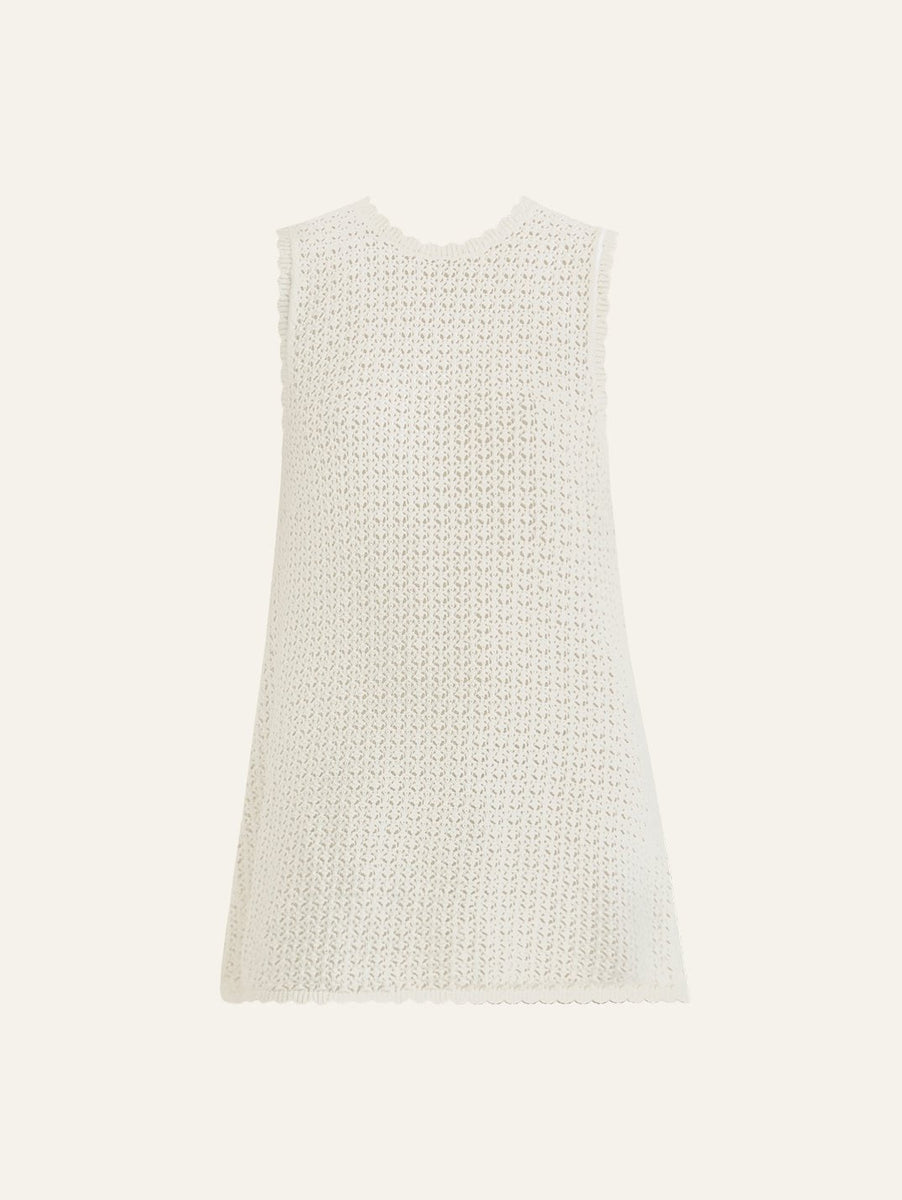 Wool Pointelle Dress Sky