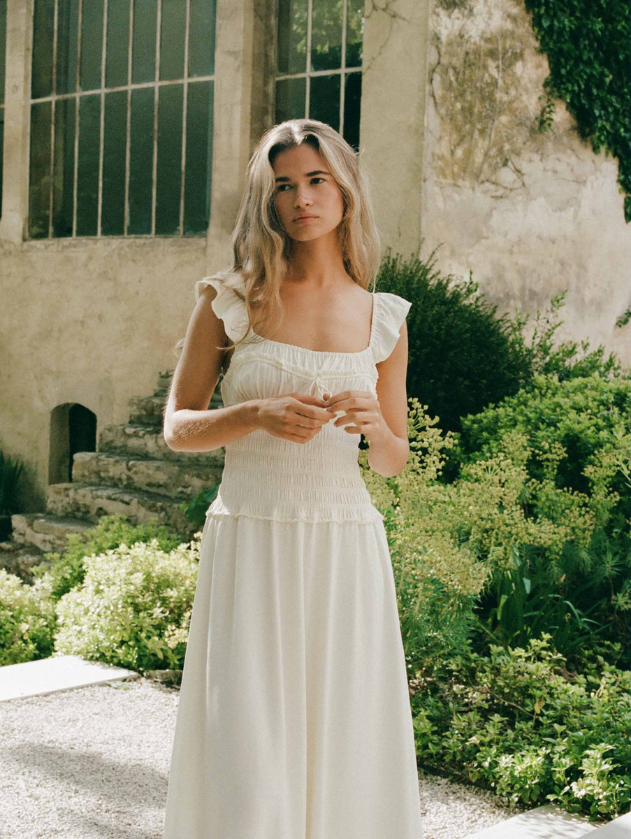 Olivia Midi Dress - Gardenia  peony AUS