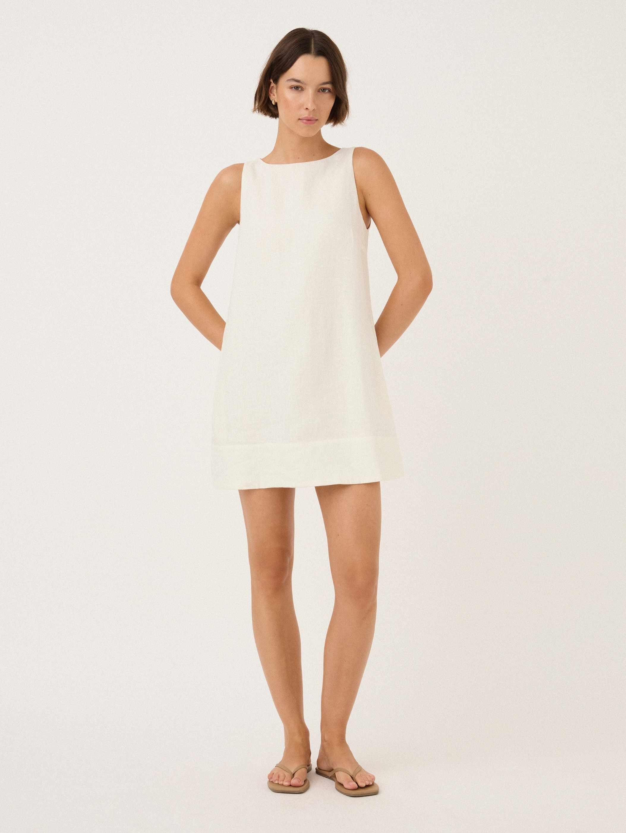 Embroidered Keyhole Mini Dress