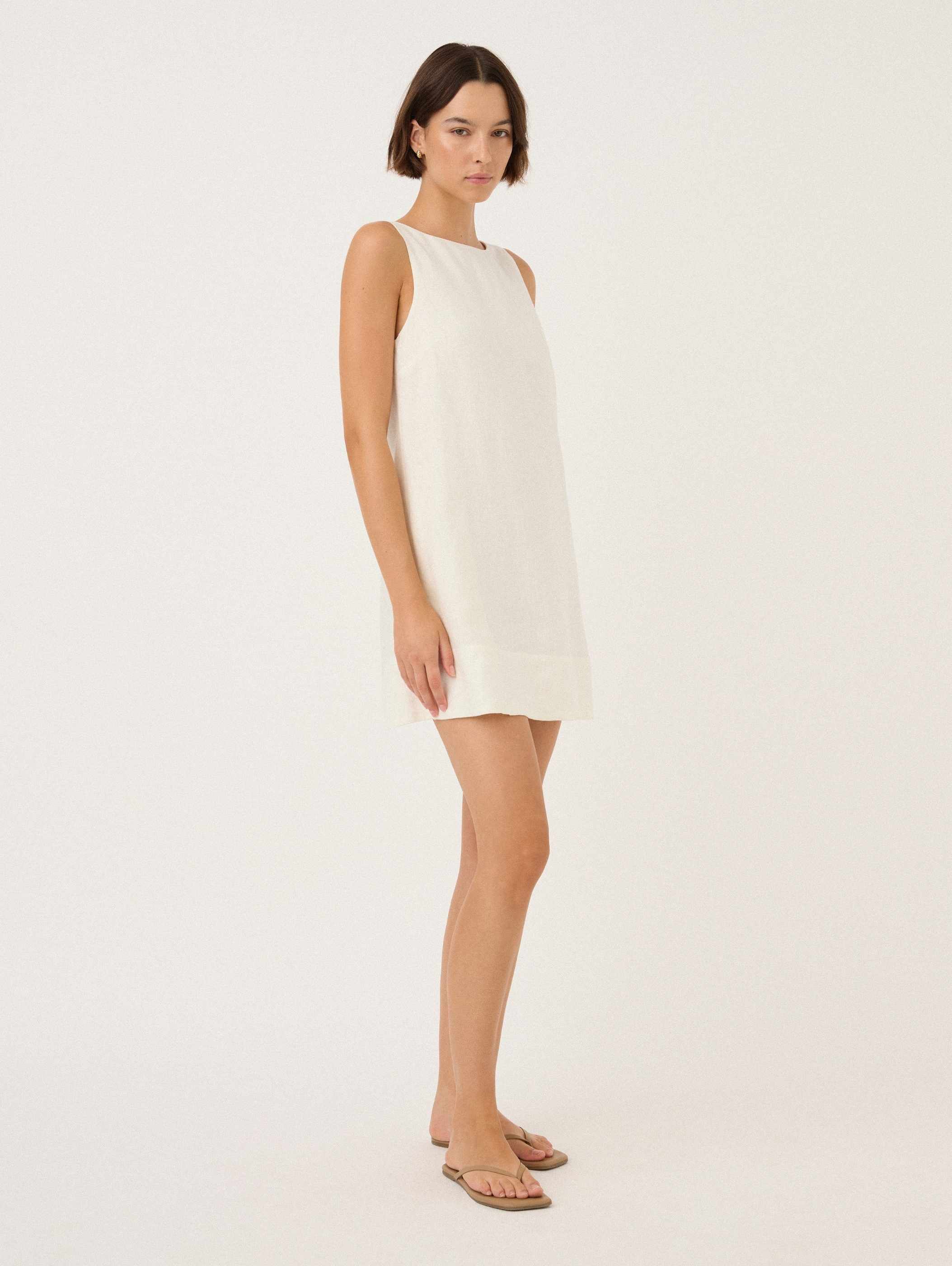Embroidered Keyhole Mini Dress