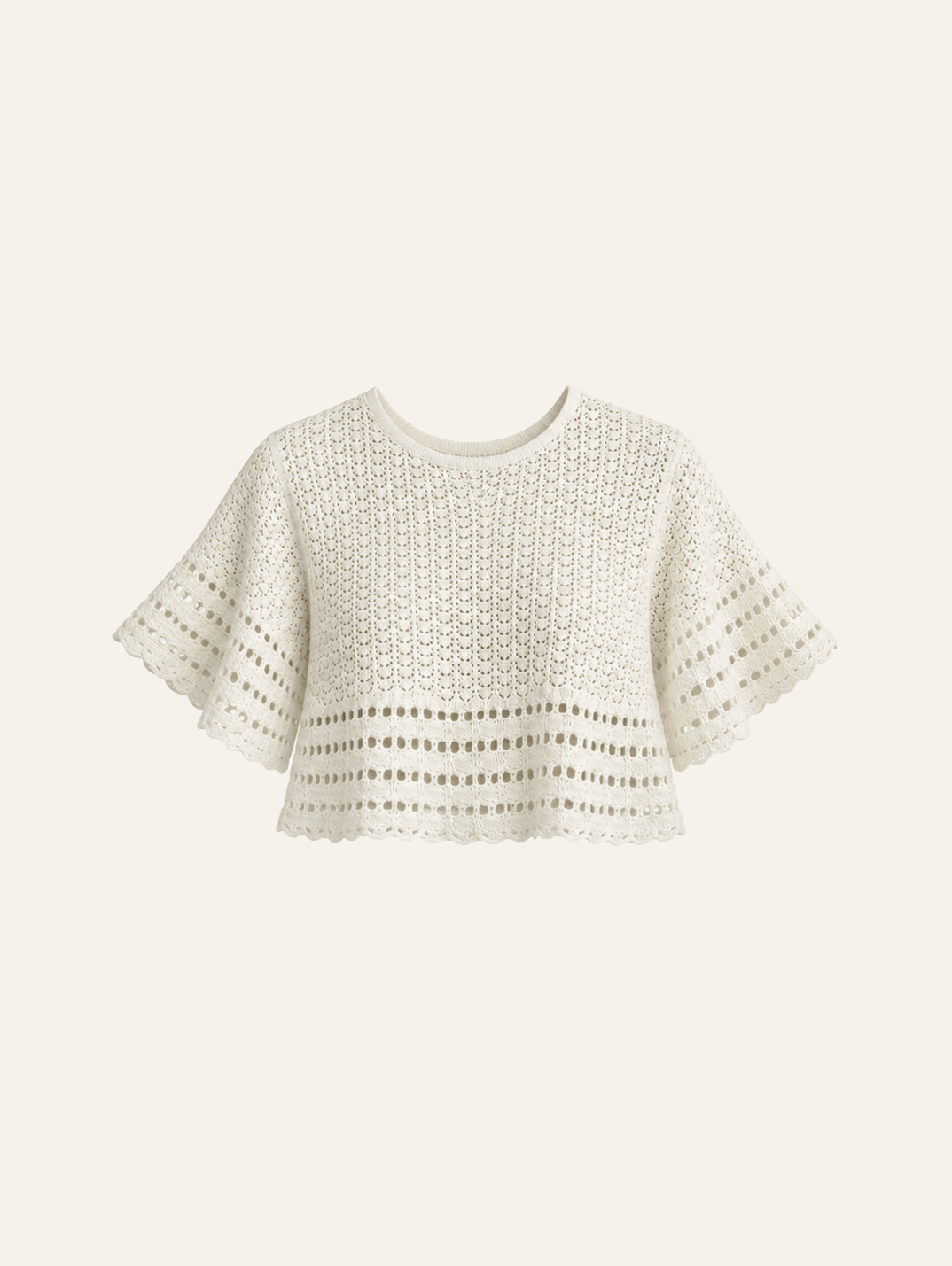 Pointelle Scallop Edge Crop