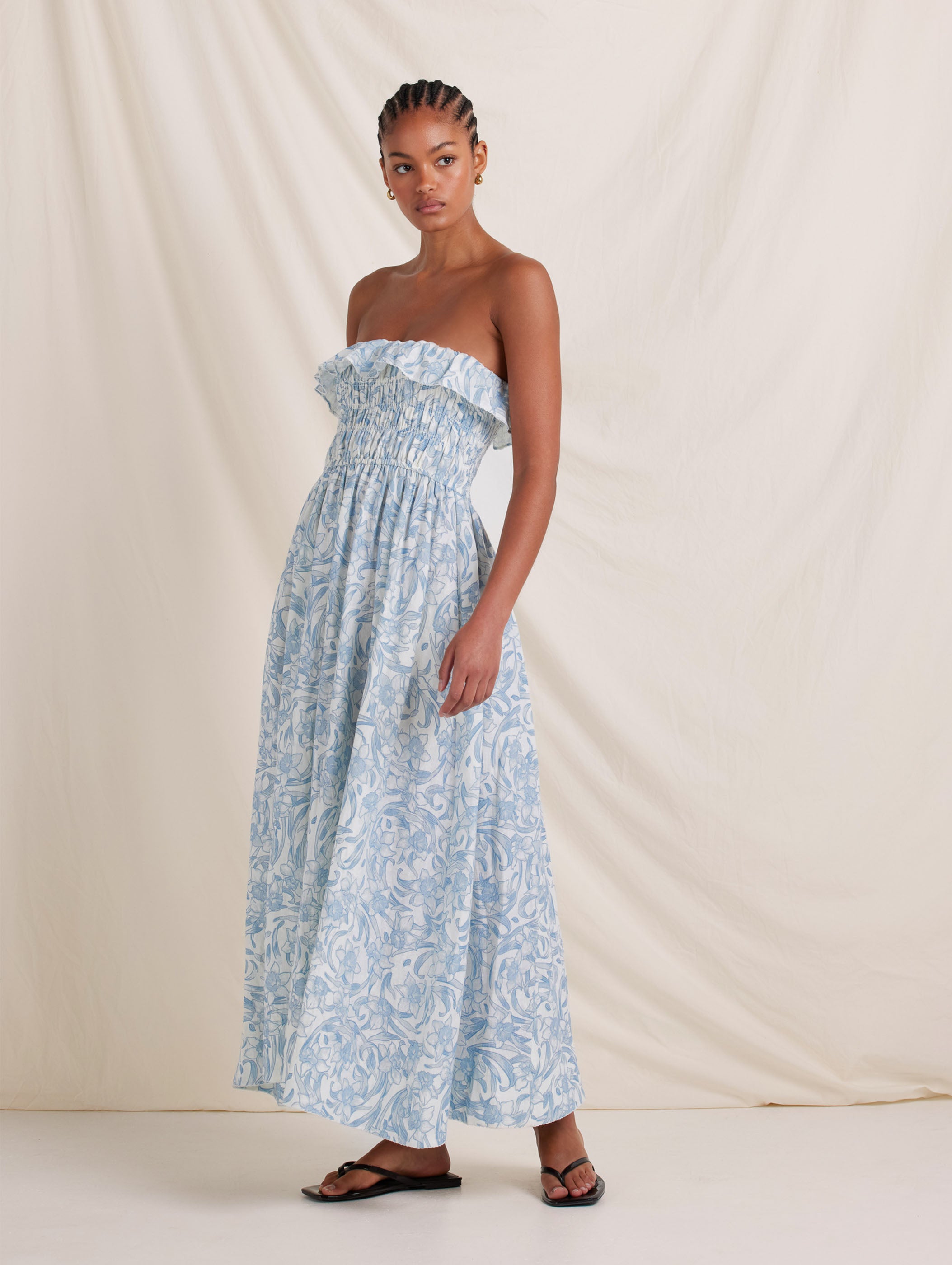 Shirred Midi Dress